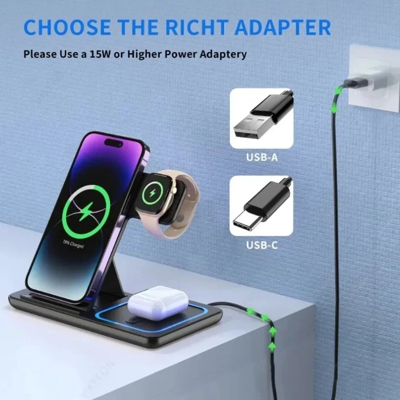 3-in-1 Wireless Charging Station (Compact)