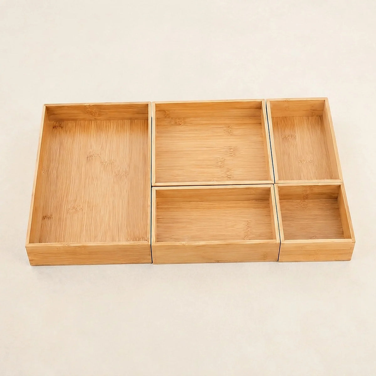 Stackable Bamboo Drawer Organizer Set