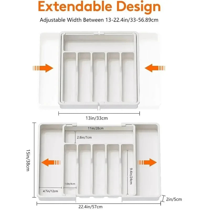 1Pcs Upgradation Adjustable Flatware Tableware Organizer – Plastic Multifunctional Drawer Organizer for Kitchen Counter Utensils
