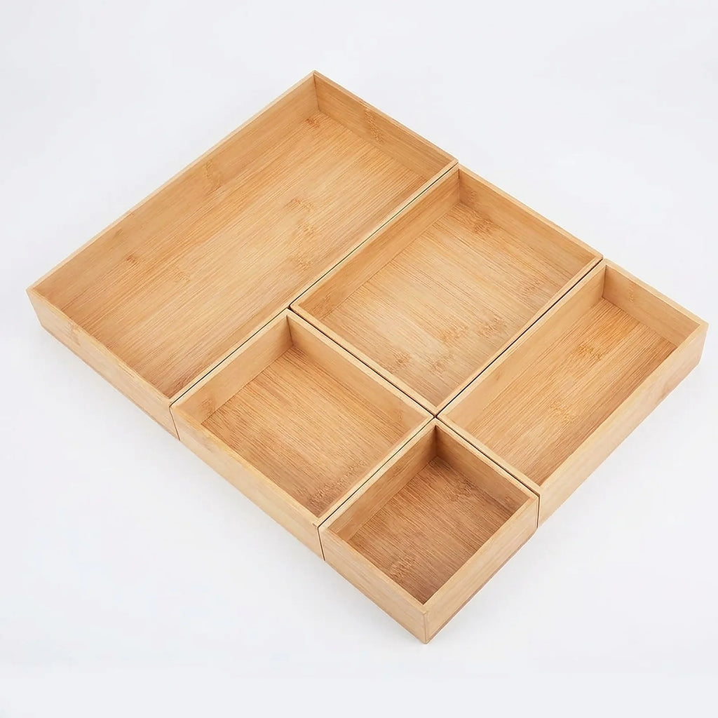 Stackable Bamboo Drawer Organizer Set