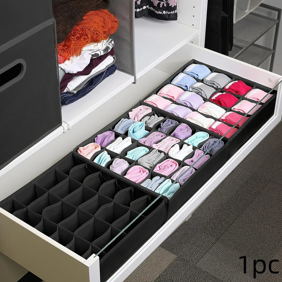 24-Compartment Fabric Drawer Organizer