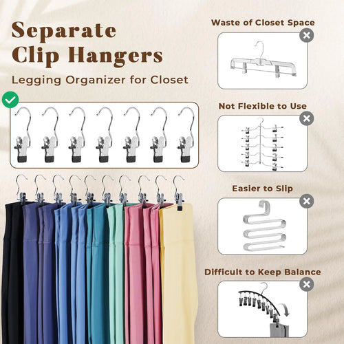 10-Pack Stainless Steel Clip Hangers for Pants &amp; Leggings