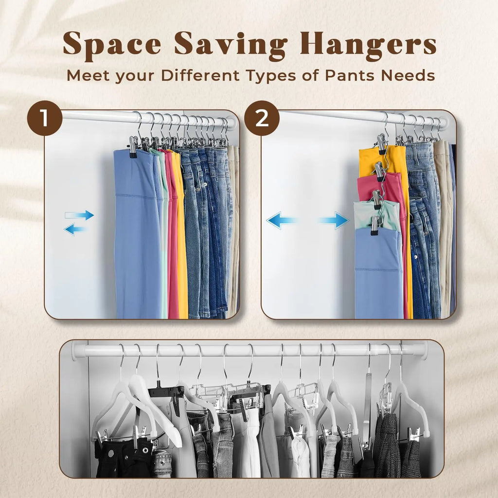10-Pack Stainless Steel Clip Hangers for Pants &amp; Leggings