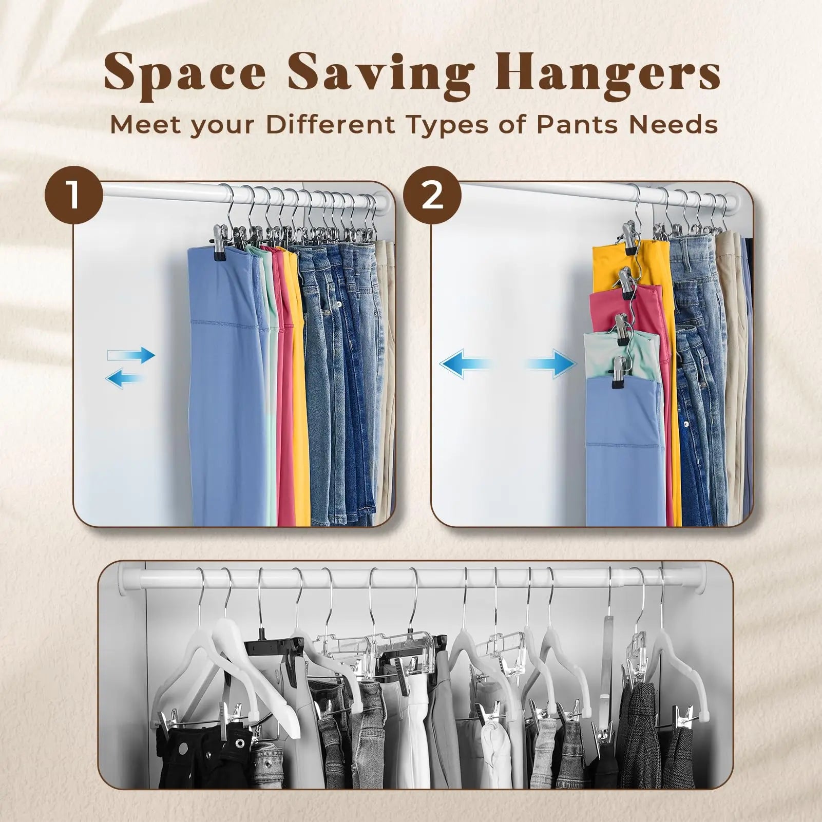 10-Pack Stainless Steel Clip Hangers for Pants &amp; Leggings